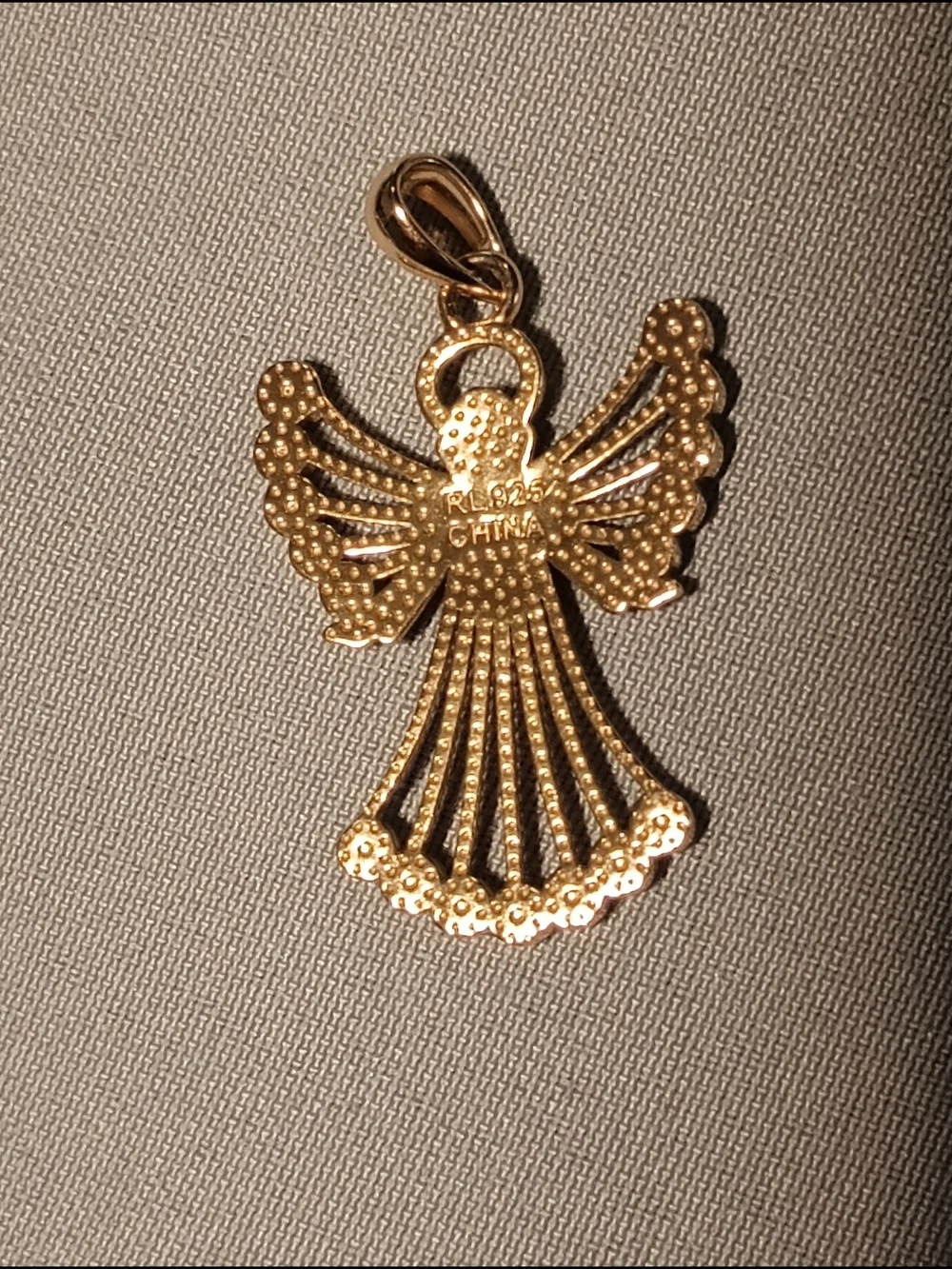 Sterling Silver Angel With Crystals Pendant 18KGP